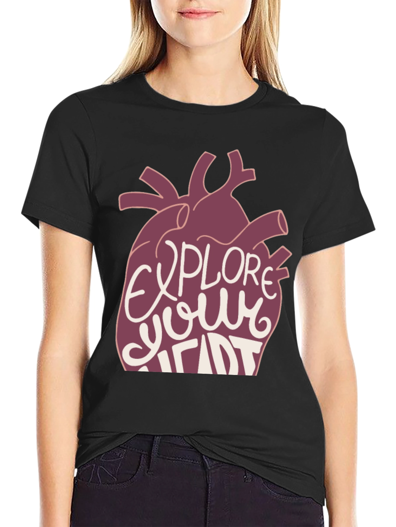 Explore Your Heart Graphic Tee - Black