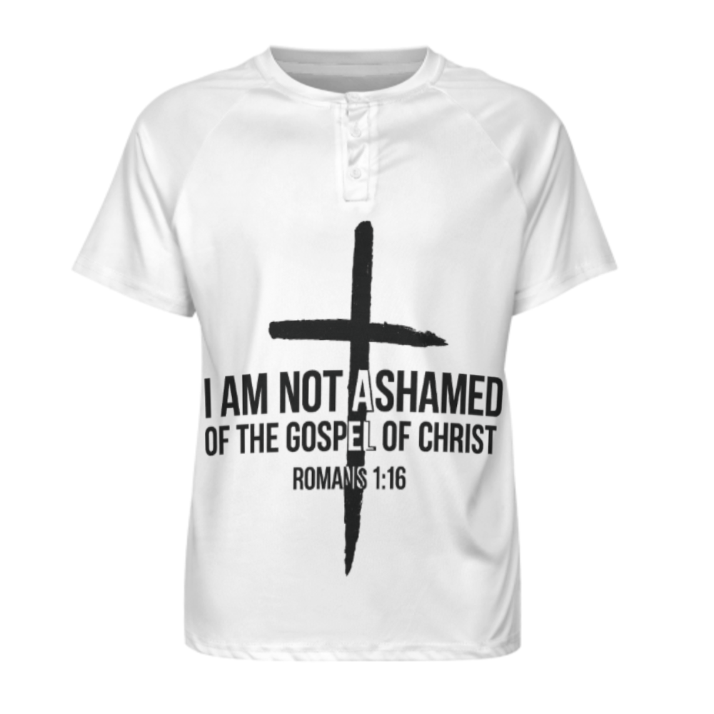 Christian Faith Graphic T-Shirt – Romans 1:16 “I Am Not Ashamed” Inspirational Cross Tee for Men & Women(z370)