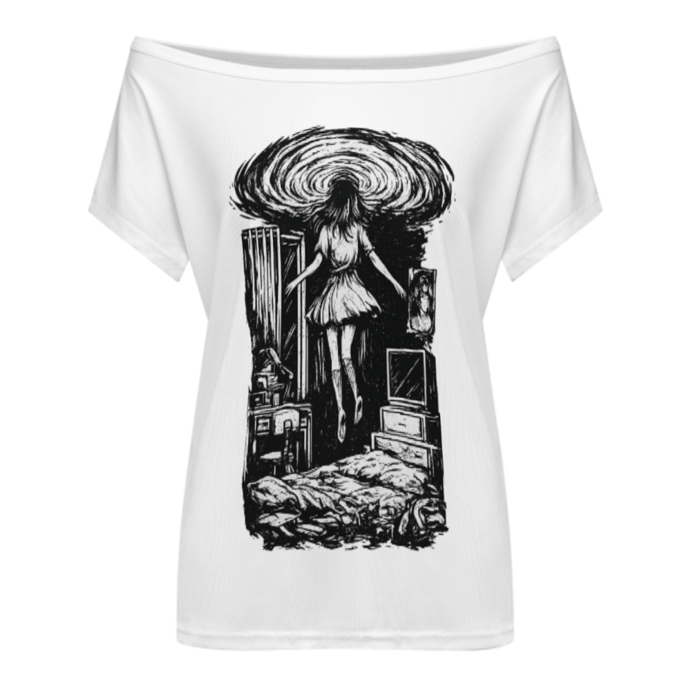 Dark Gothic Floating Girl Graphic Tee – Vintage Horror Aesthetic Streetwear Shirt(z401)