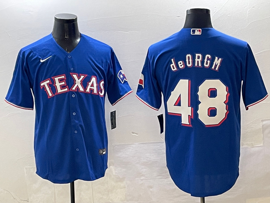 Men's Texas Rangers Jacob deGrom #48 Royal Limited Player Jerseys