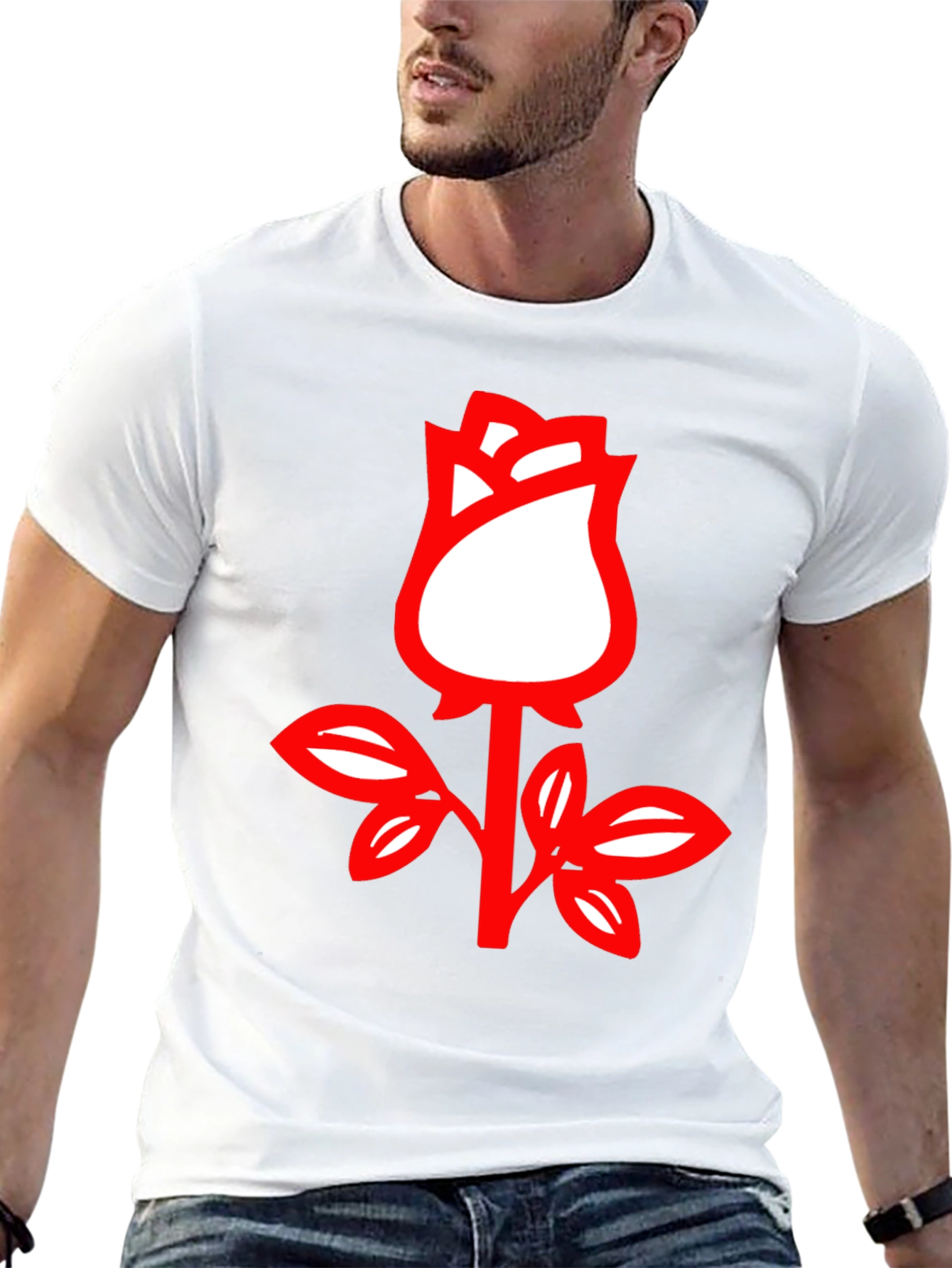 Rose Graphic Tee - Stylish Black Cotton T-Shirt