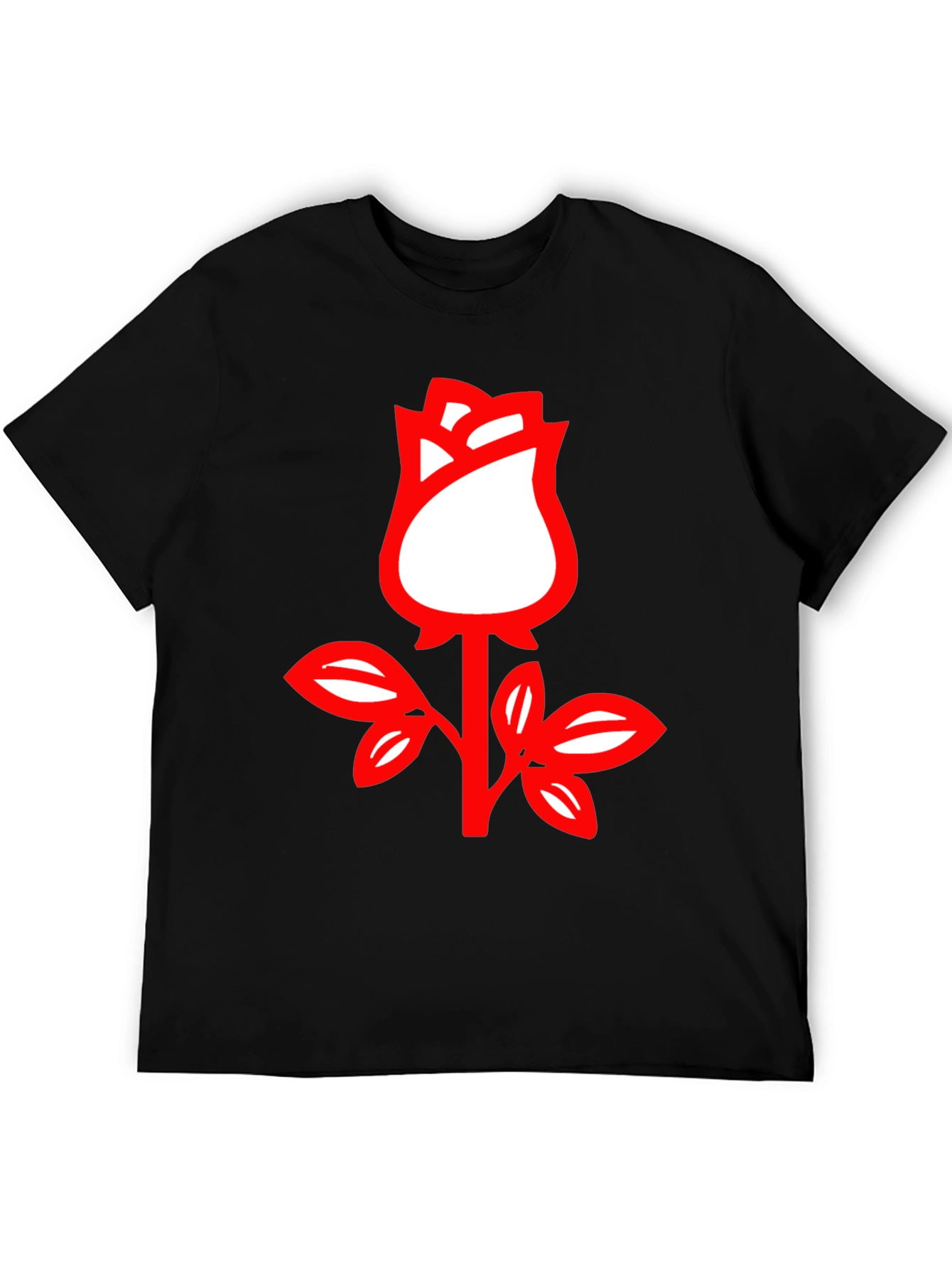 Rose Graphic Tee - Stylish Black Cotton T-Shirt