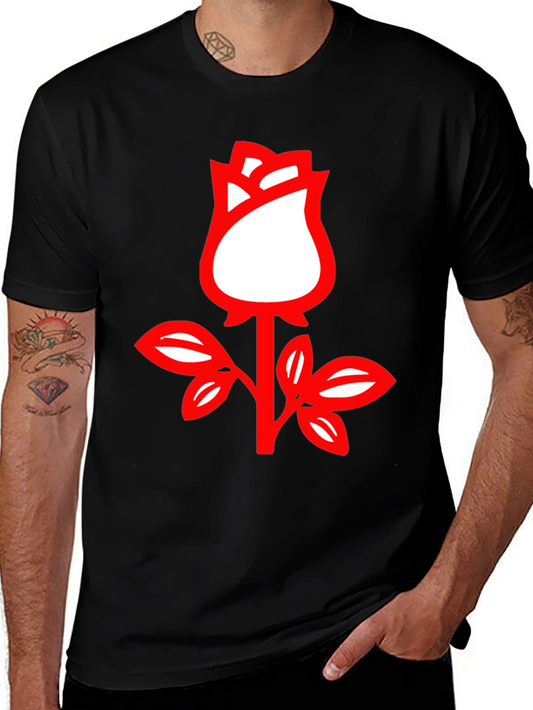 Rose Graphic Tee - Stylish Black Cotton T-Shirt