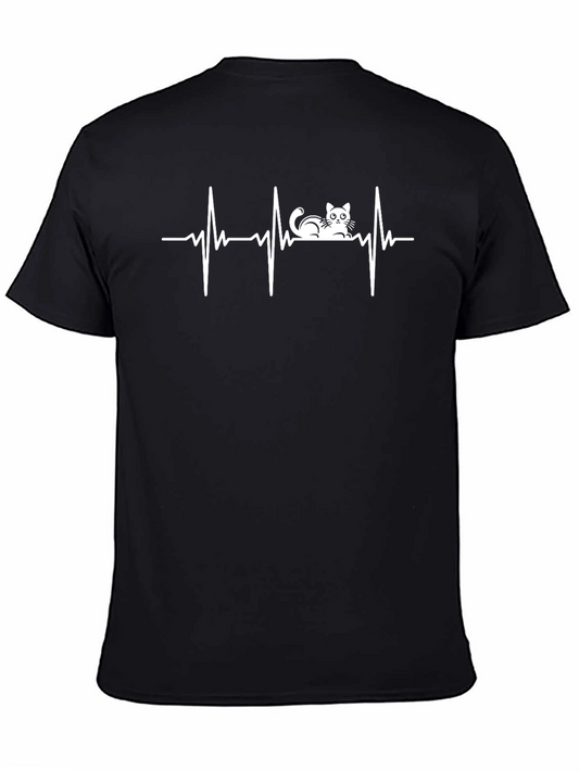 Cat EKG Heartbeat T-Shirt - Funny Pet Lover Tee