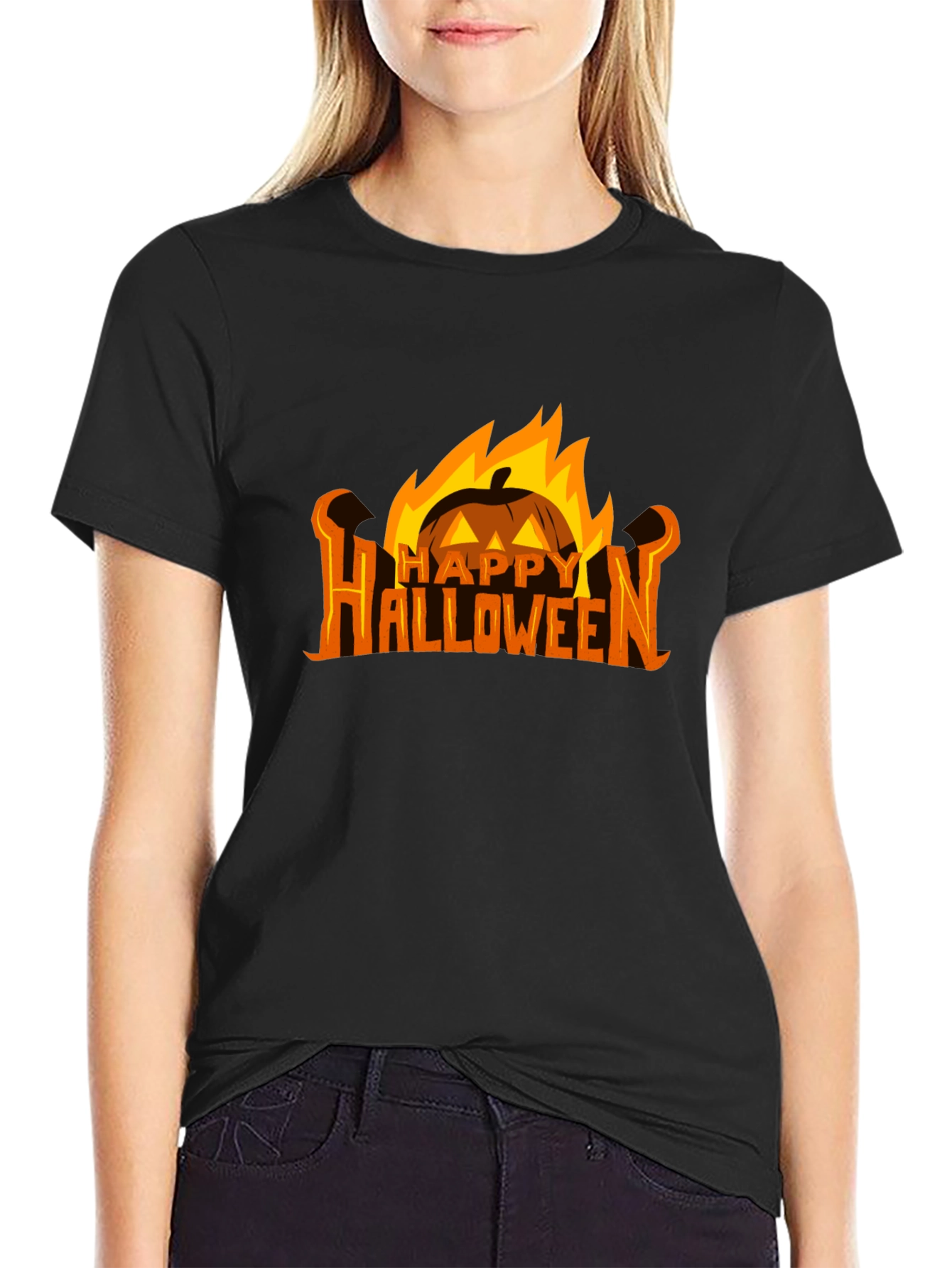 Halloween Pumpkin Fire Graphic Tee