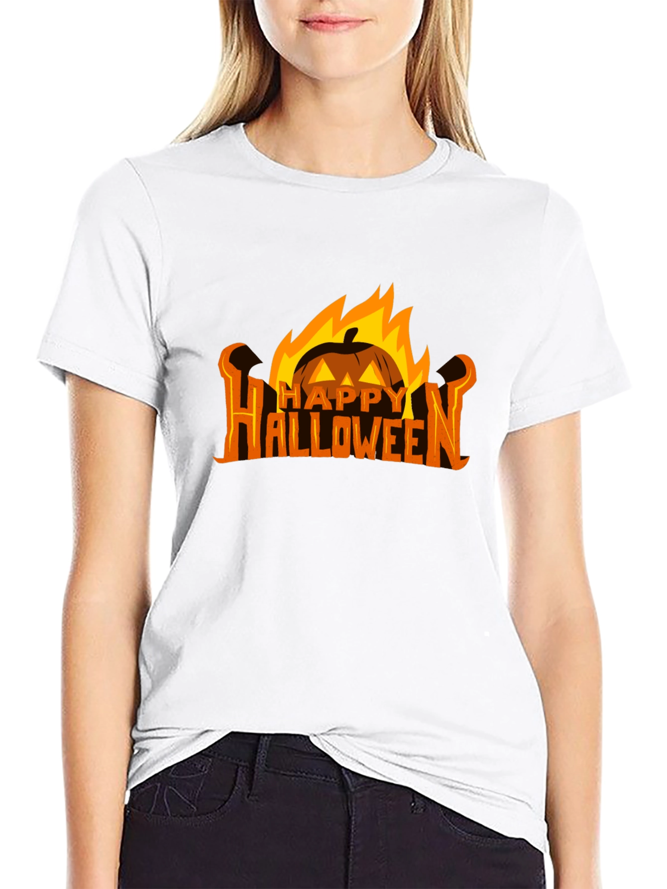 Halloween Pumpkin Fire Graphic Tee