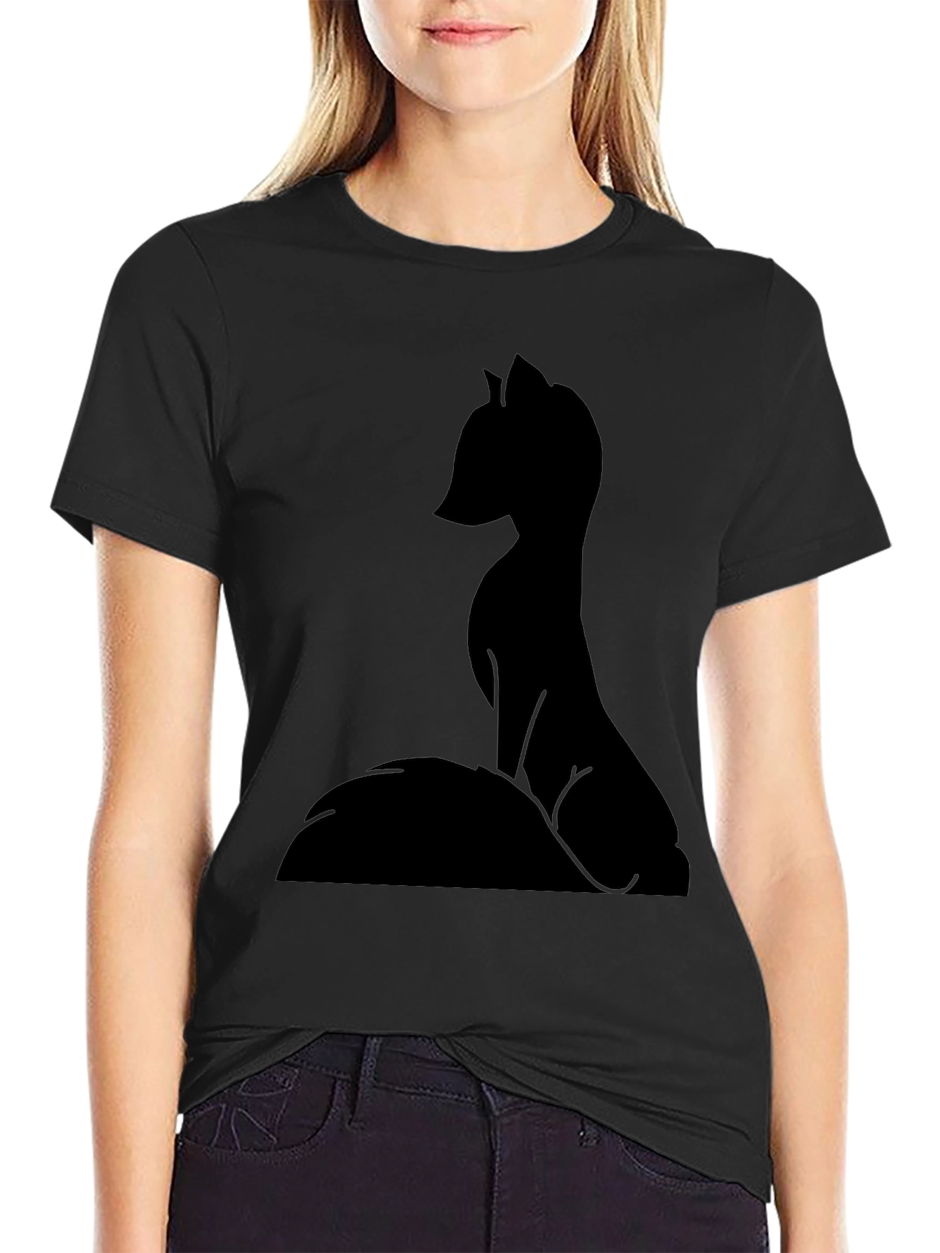 Black Fox Silhouette Graphic T-Shirt