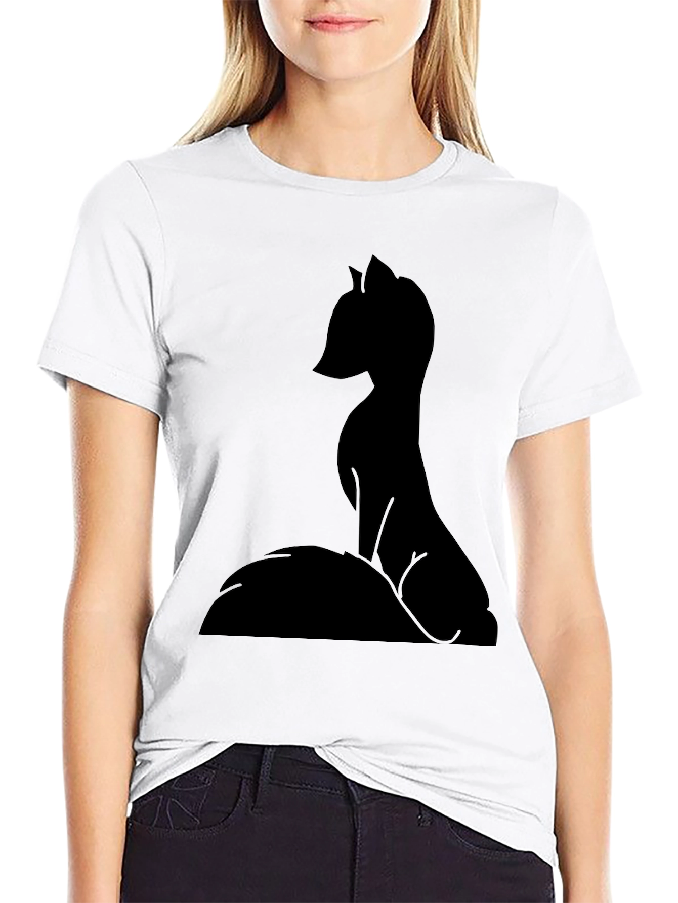 Black Fox Silhouette Graphic T-Shirt