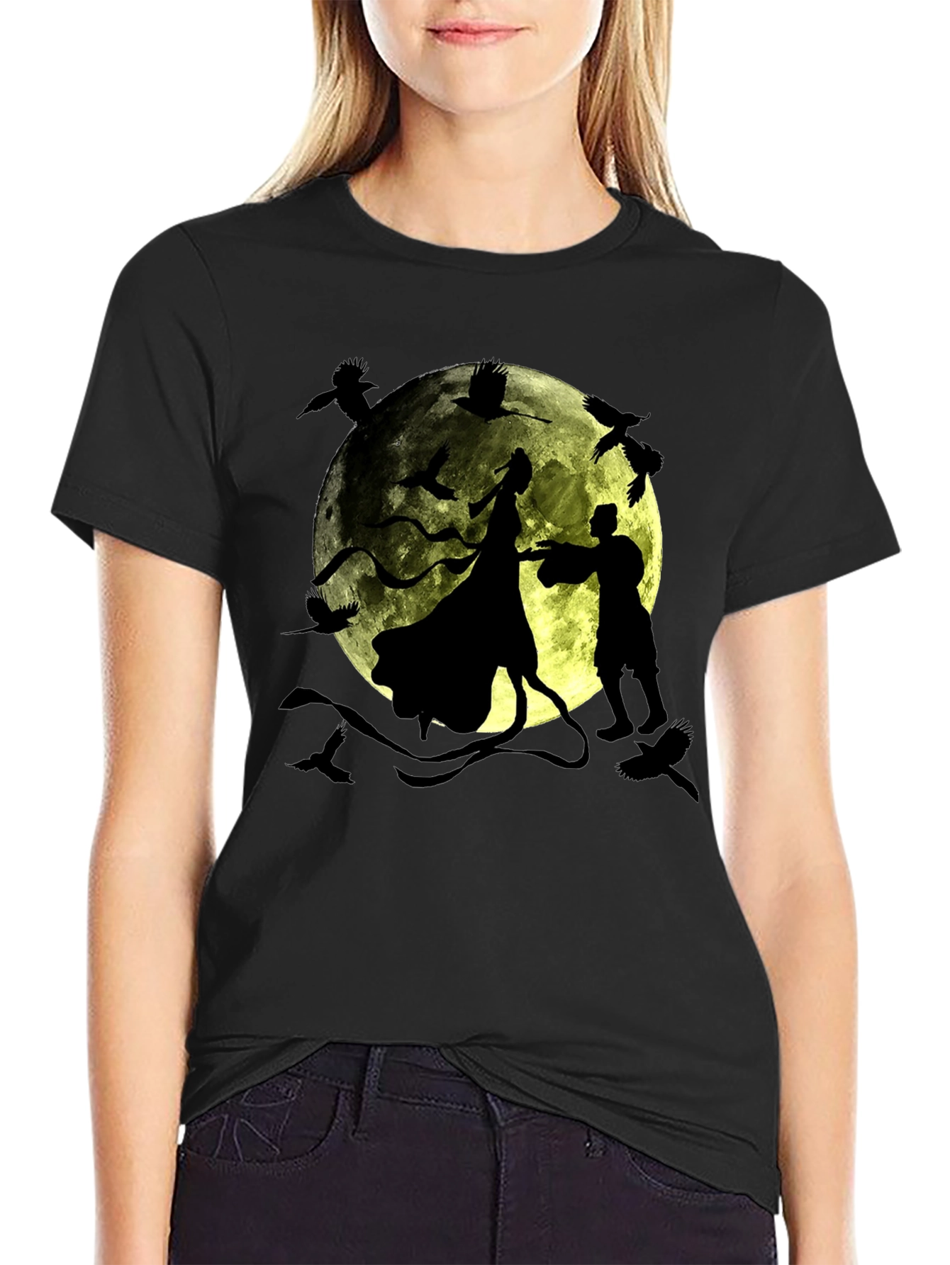 Silhouette Moon Dance T-Shirt Crow Graphic Tee