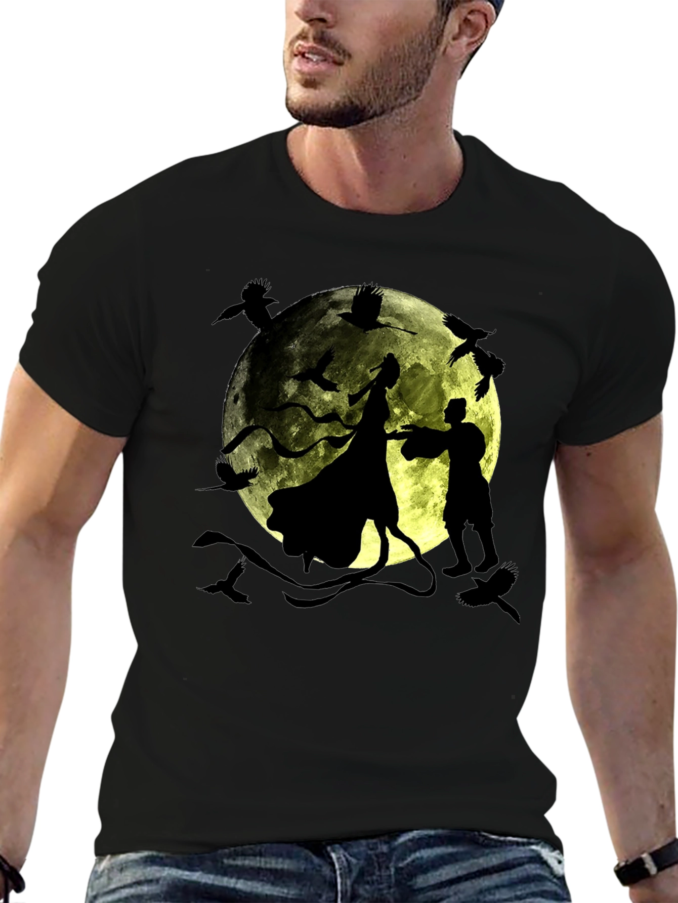 Silhouette Moon Dance T-Shirt Crow Graphic Tee