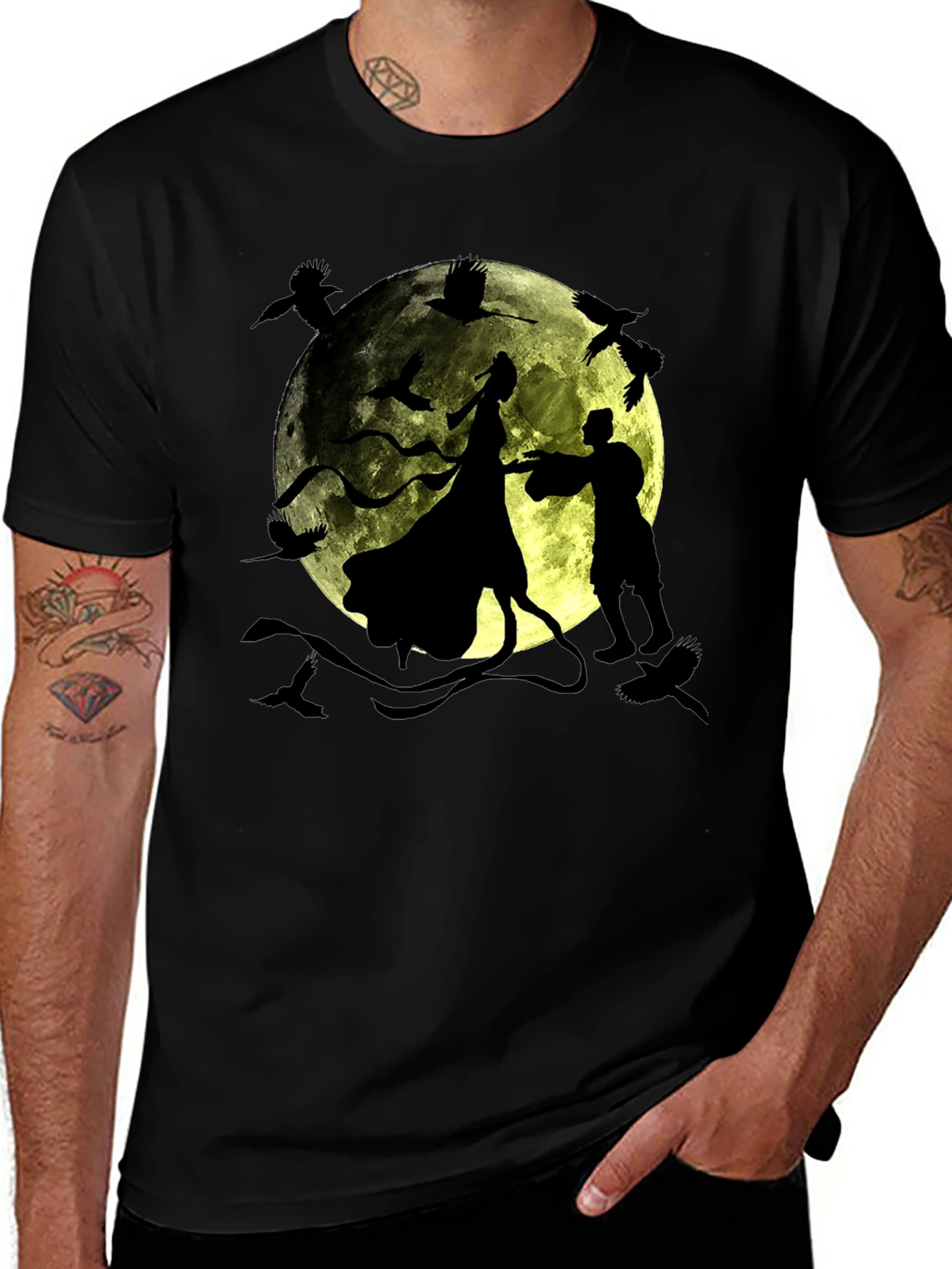 Silhouette Moon Dance T-Shirt Crow Graphic Tee