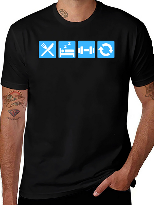 Eat Sleep Gym Repeat Black T-Shirt