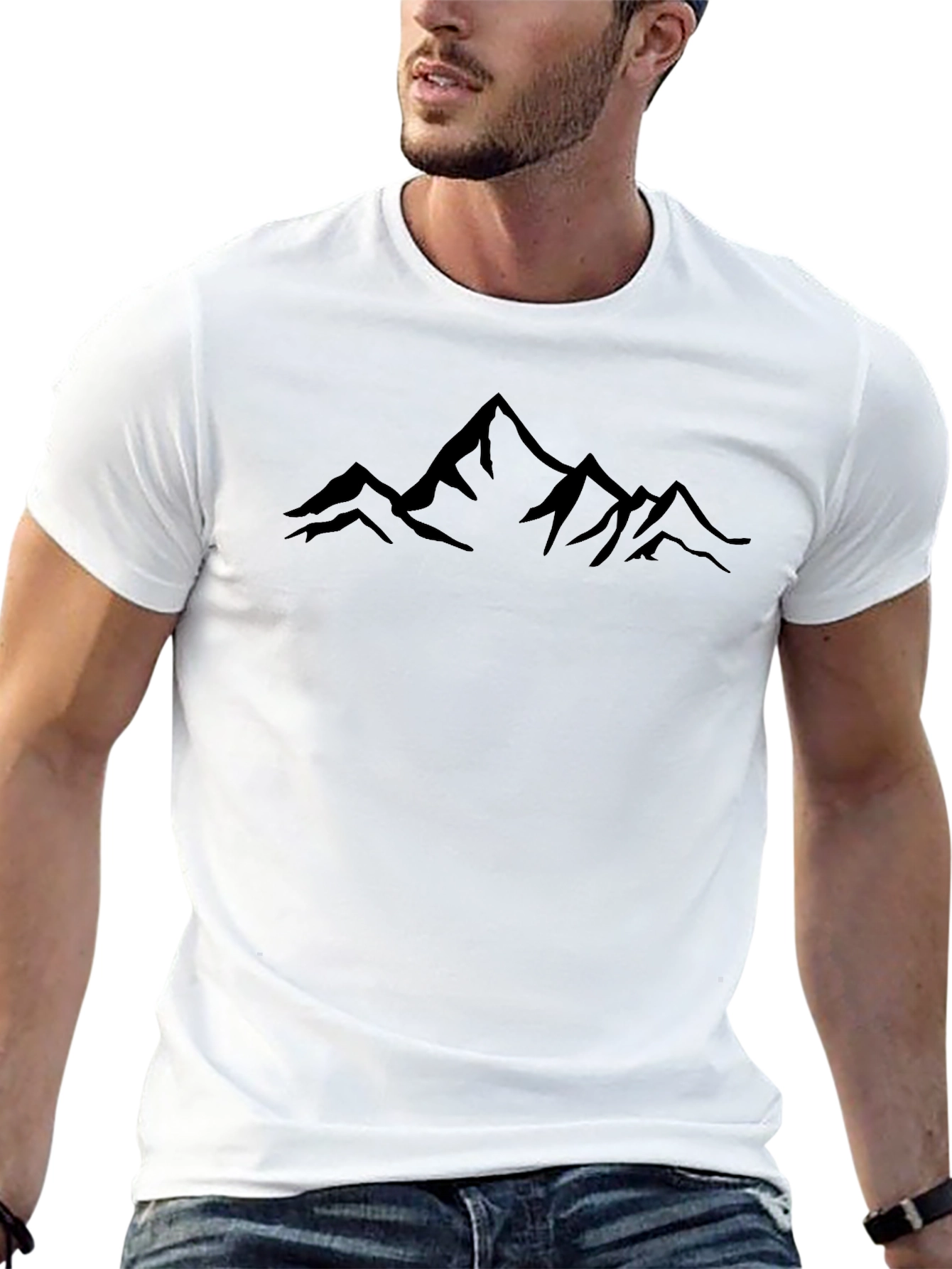 Mens Black Mountain Silhouette Graphic T-Shirt