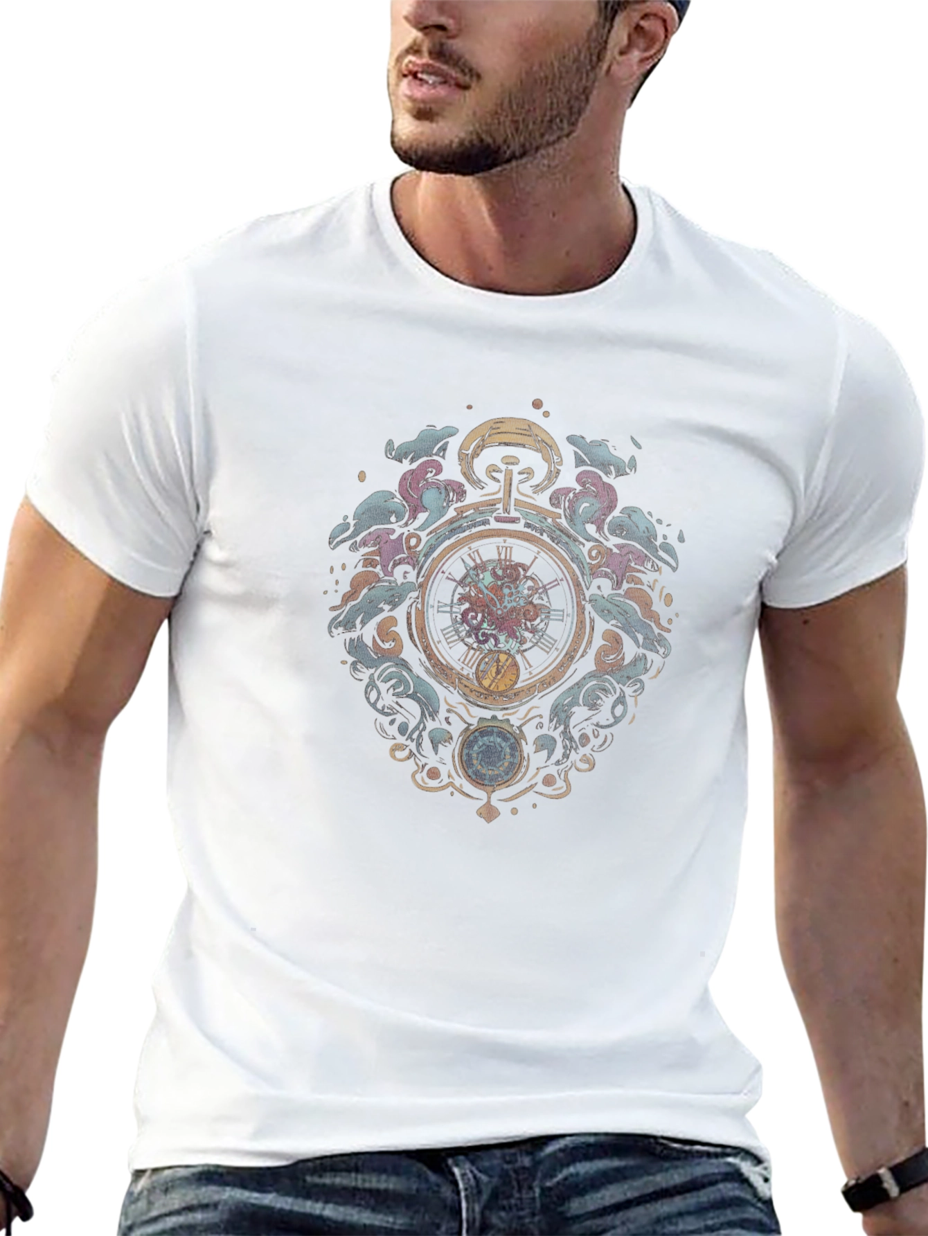 Time Travelers Pocket Watch Black T-Shirt