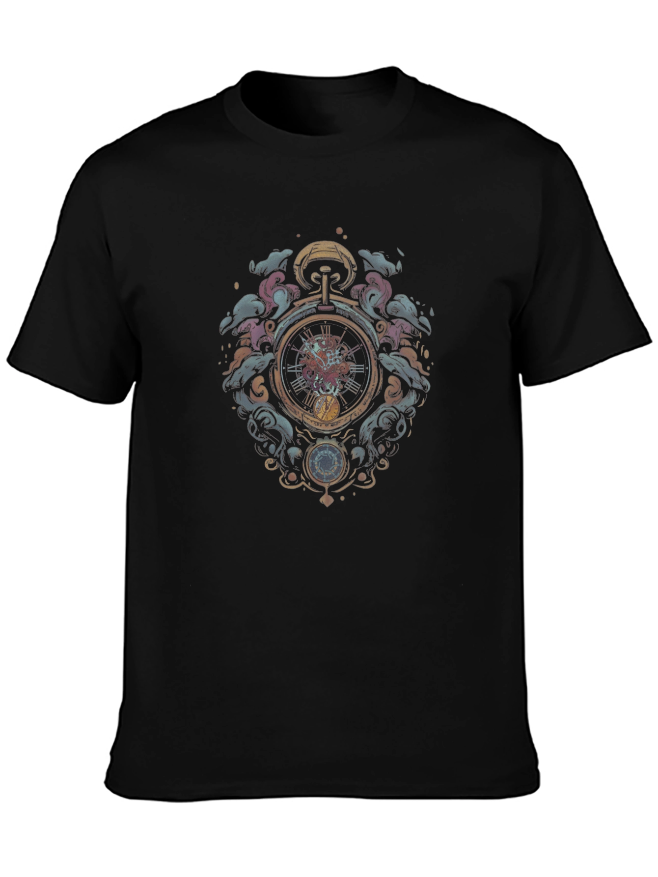 Time Travelers Pocket Watch Black T-Shirt