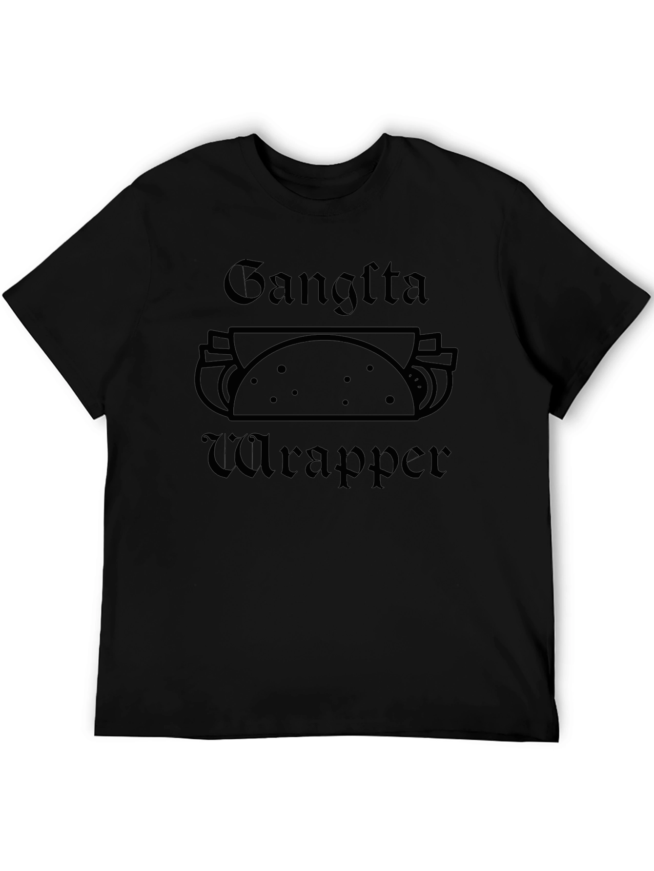 Gangsta Wrapper Black Graphic T-Shirt - Novelty Foodie Tee
