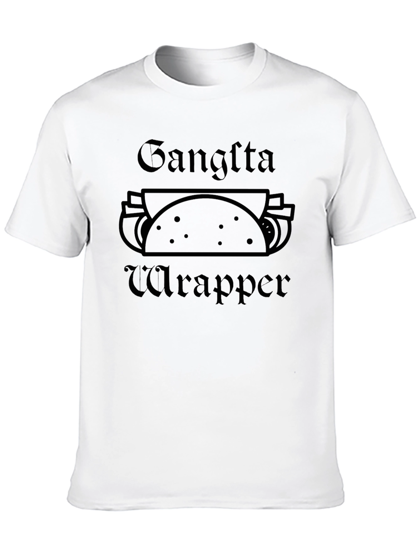 Gangsta Wrapper Black Graphic T-Shirt - Novelty Foodie Tee