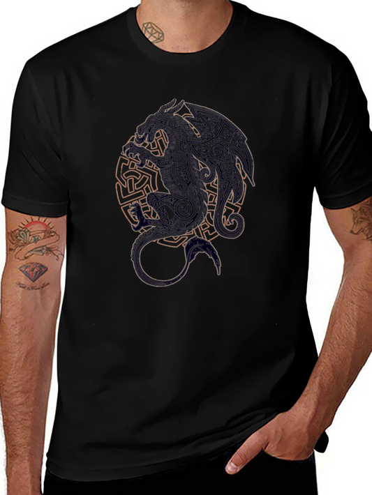 Celtic Dragon Graphic Black T-Shirt