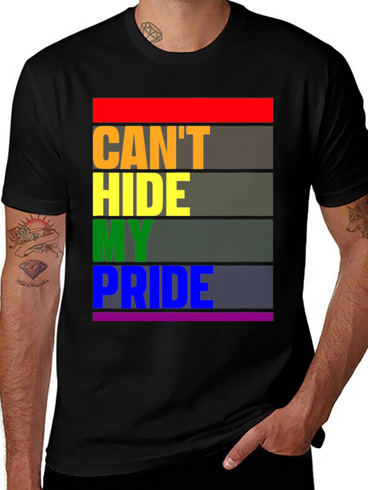 Pride Month T-Shirt - Cant Hide My Pride - Rainbow Stripes