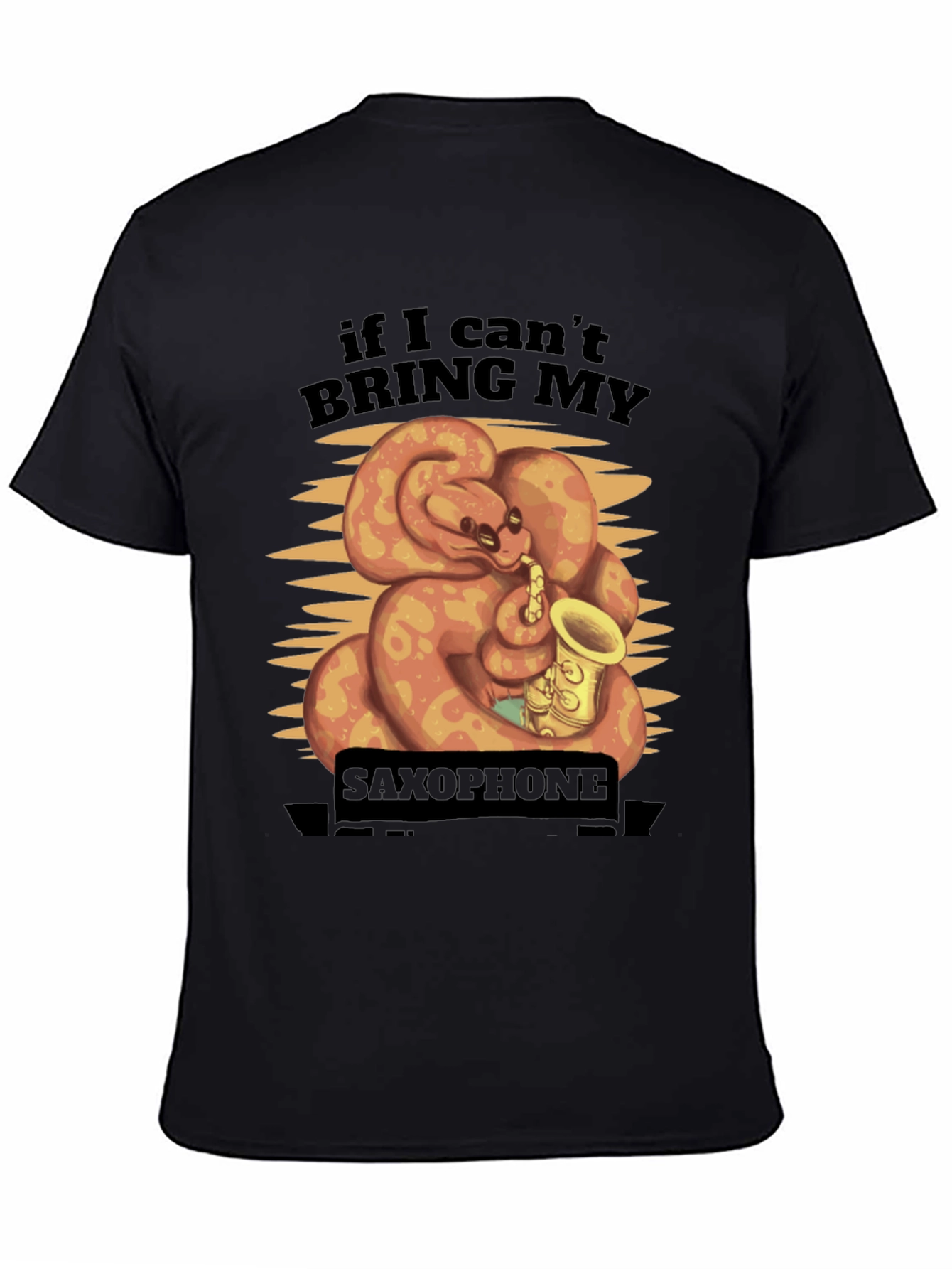 Funny Snake Saxophone Black T-Shirt