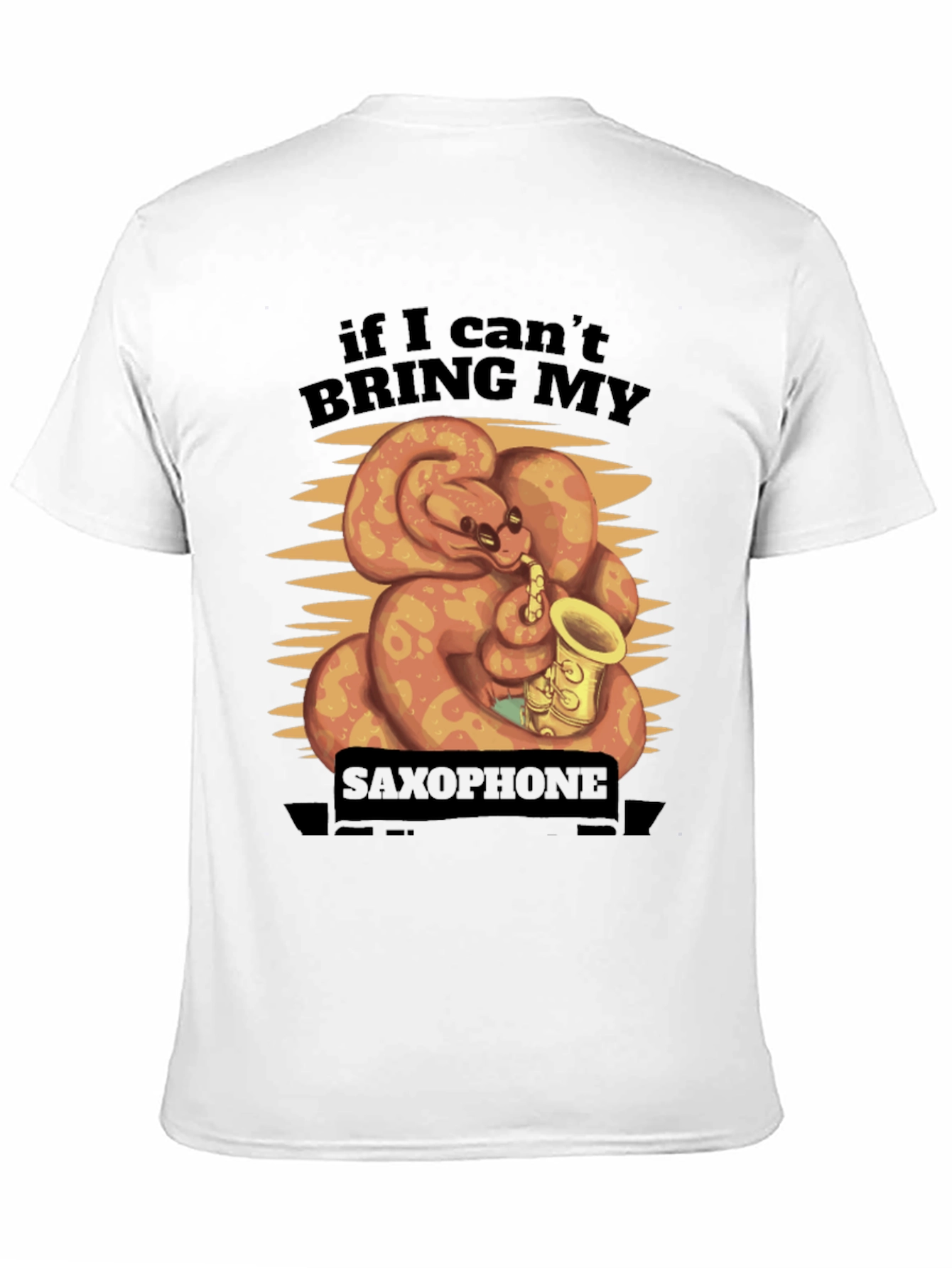 Funny Snake Saxophone Black T-Shirt