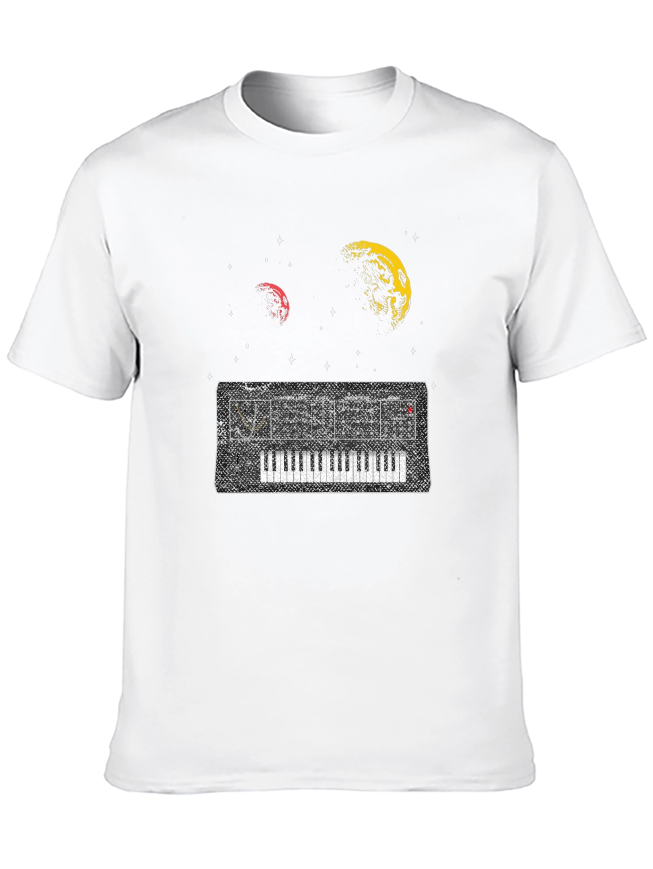 Space Synth Black T-Shirt - Retro Music Design