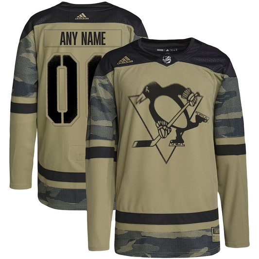 Men's Pittsburgh Penguins Camo Military Custom Player Jerseys