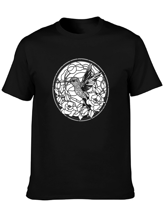 Hummingbird Floral Graphic Black T-Shirt