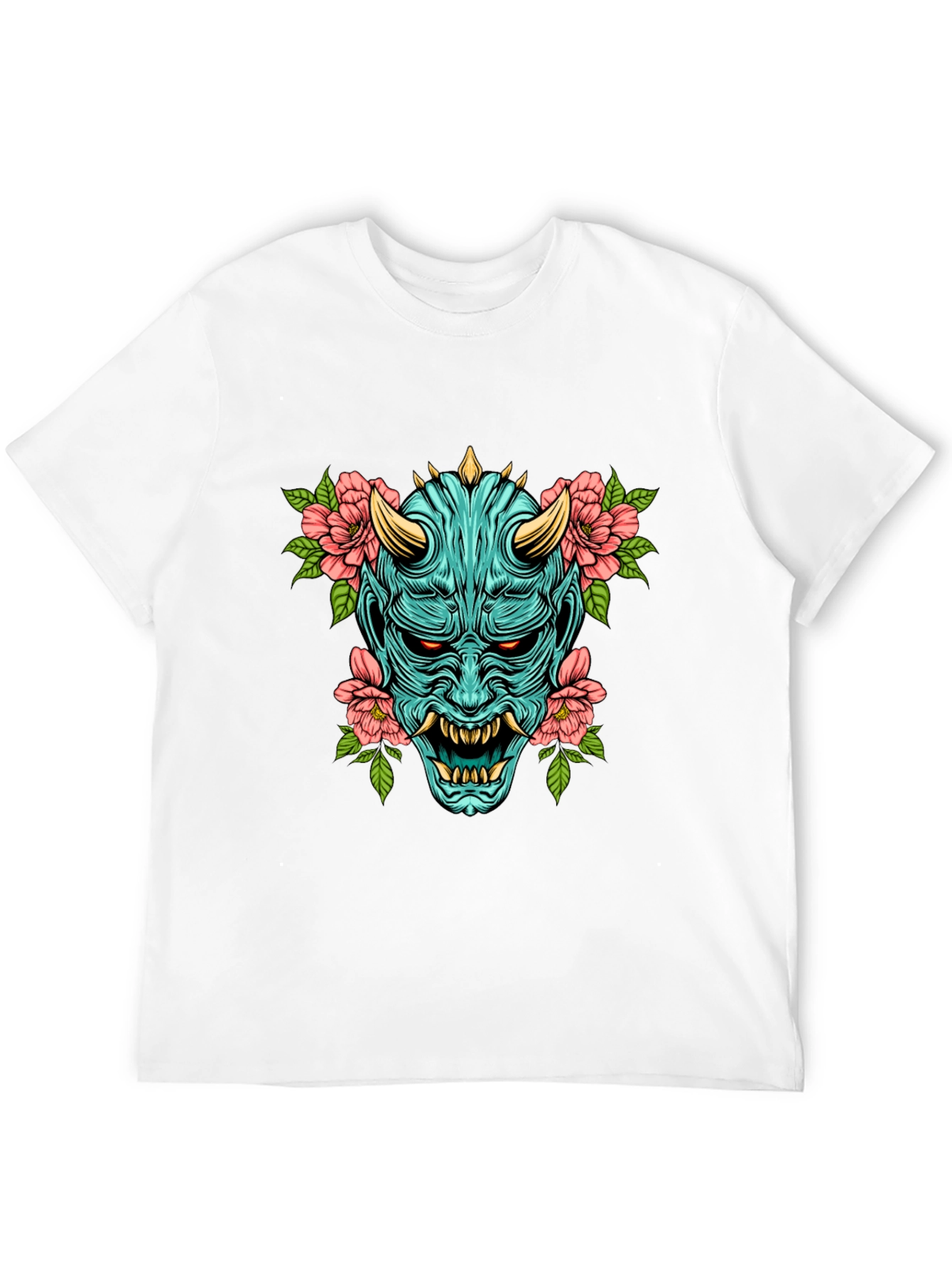 Oni Mask Floral Graphic T-Shirt