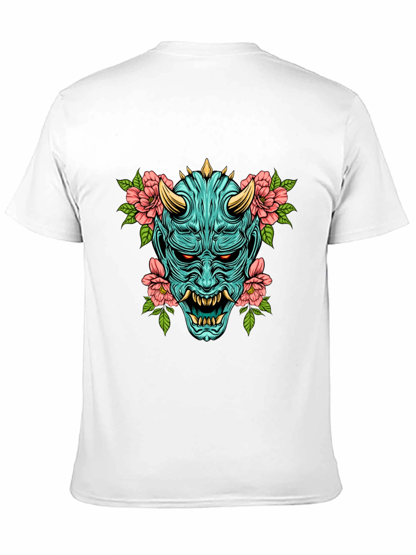Oni Mask Floral Graphic T-Shirt