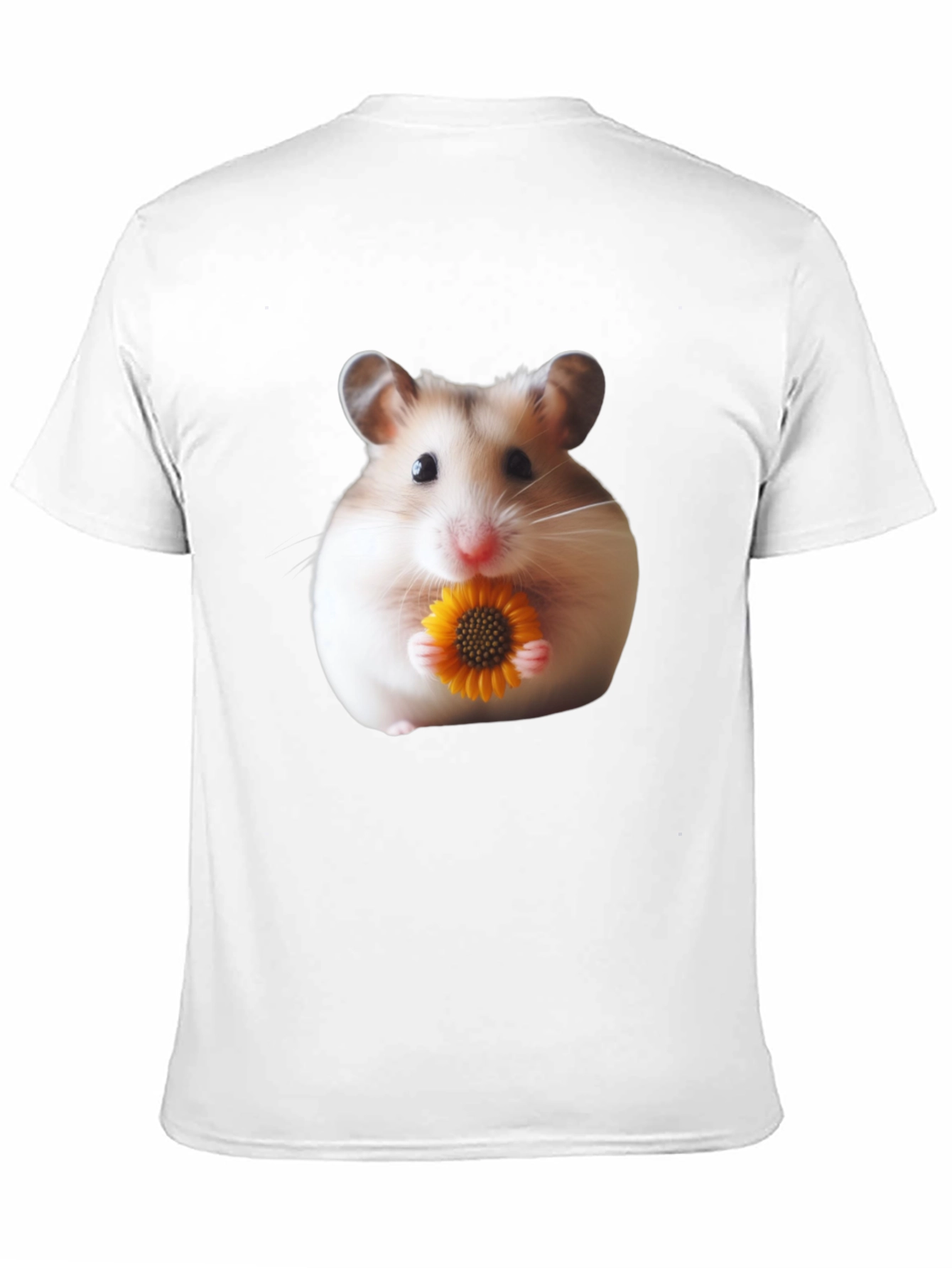 Hamster Holding Flower Graphic T-Shirt - Unisex Casual Tee