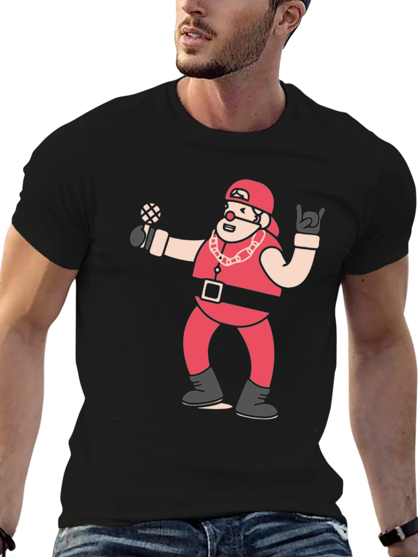 Rapper Santa Graphic Tee - Holiday Hip Hop T-Shirt