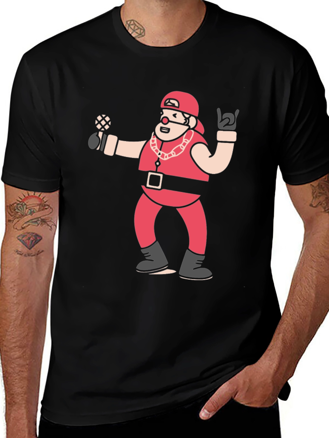 Rapper Santa Graphic Tee - Holiday Hip Hop T-Shirt