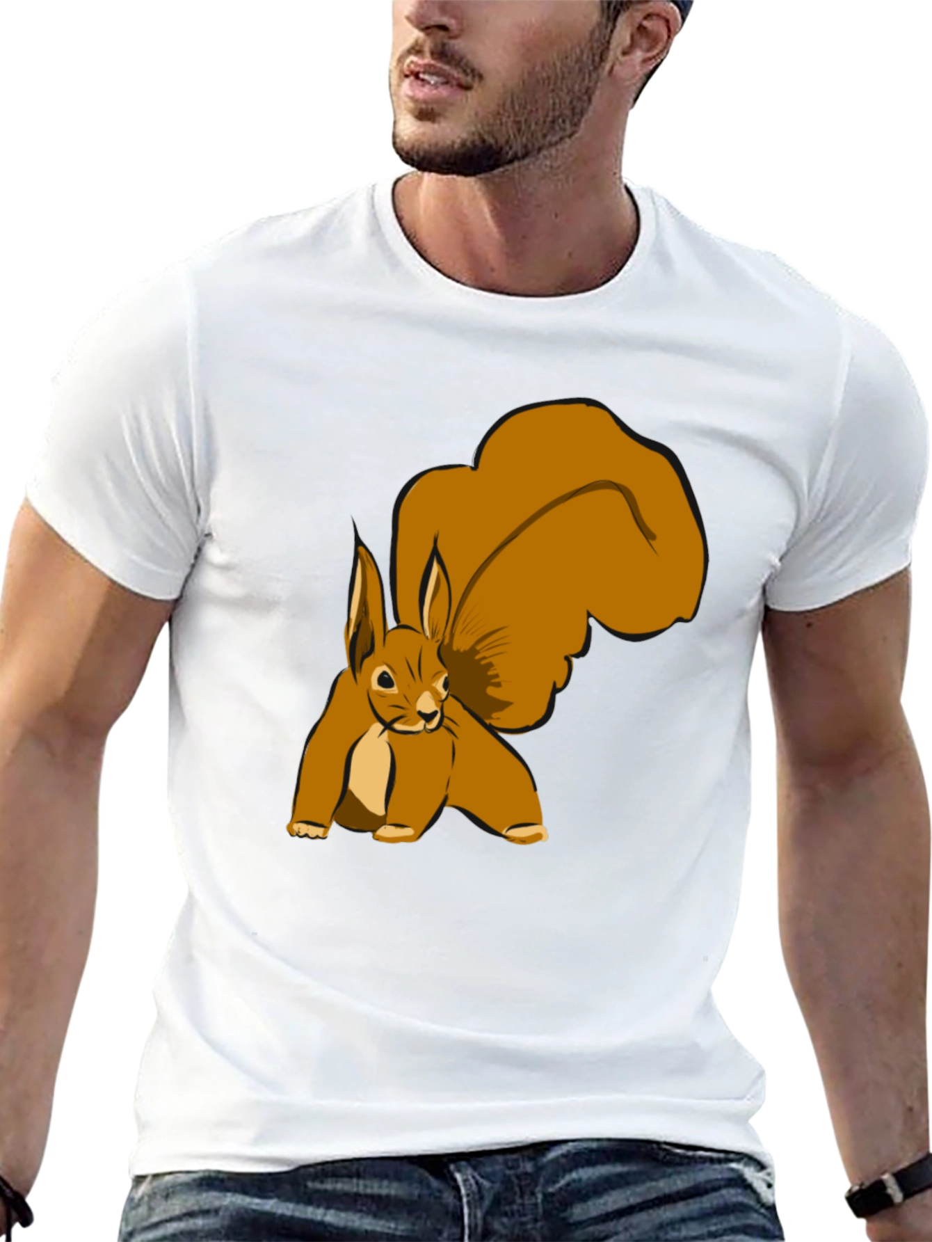 Squirrel Graphic Tee - Black Cotton T-Shirt