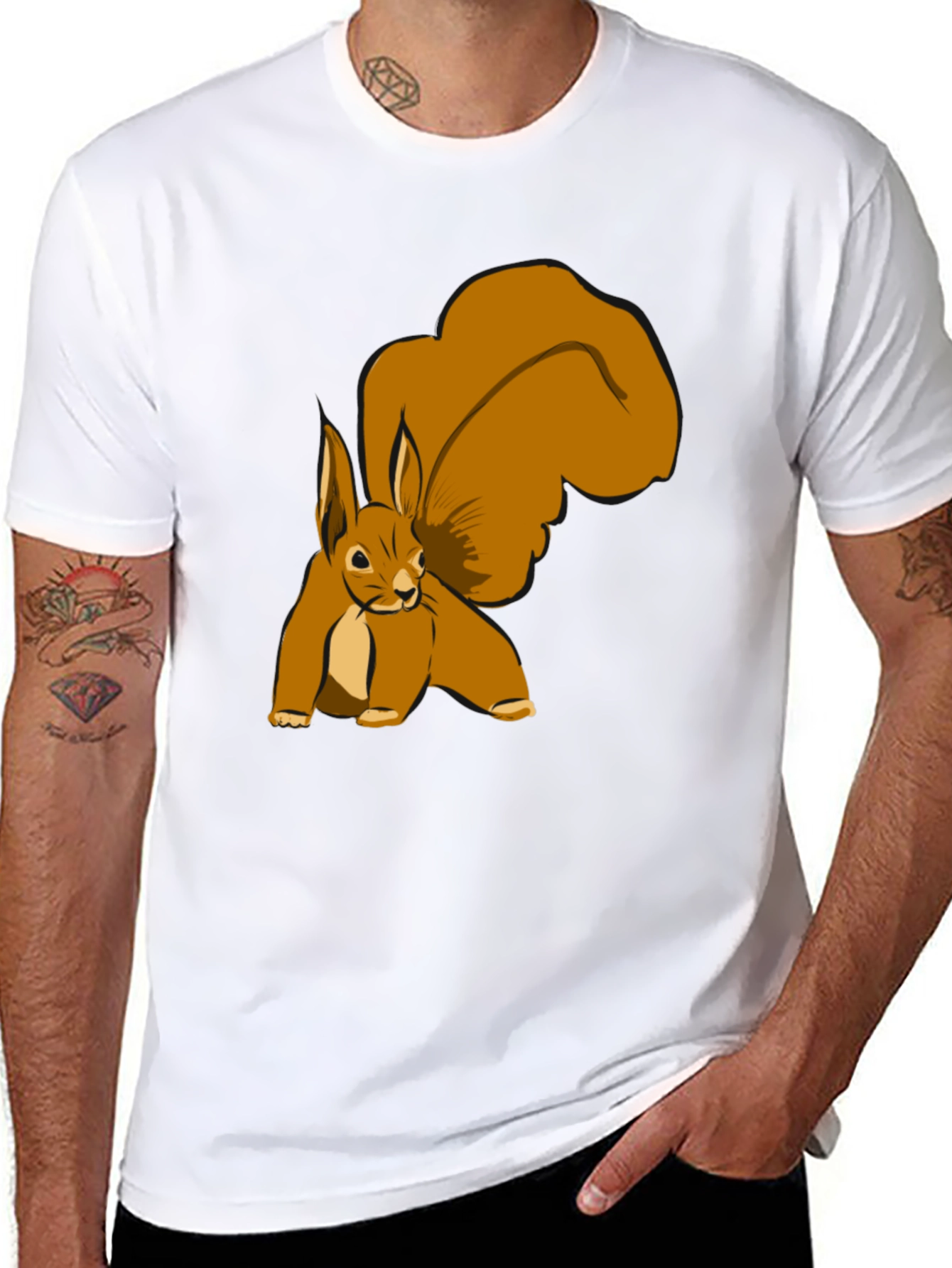 Squirrel Graphic Tee - Black Cotton T-Shirt