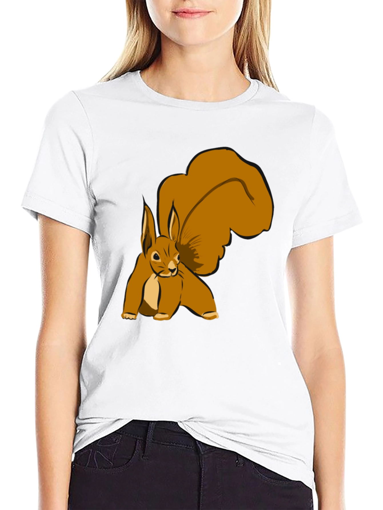 Squirrel Graphic Tee - Black Cotton T-Shirt