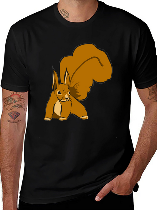 Squirrel Graphic Tee - Black Cotton T-Shirt