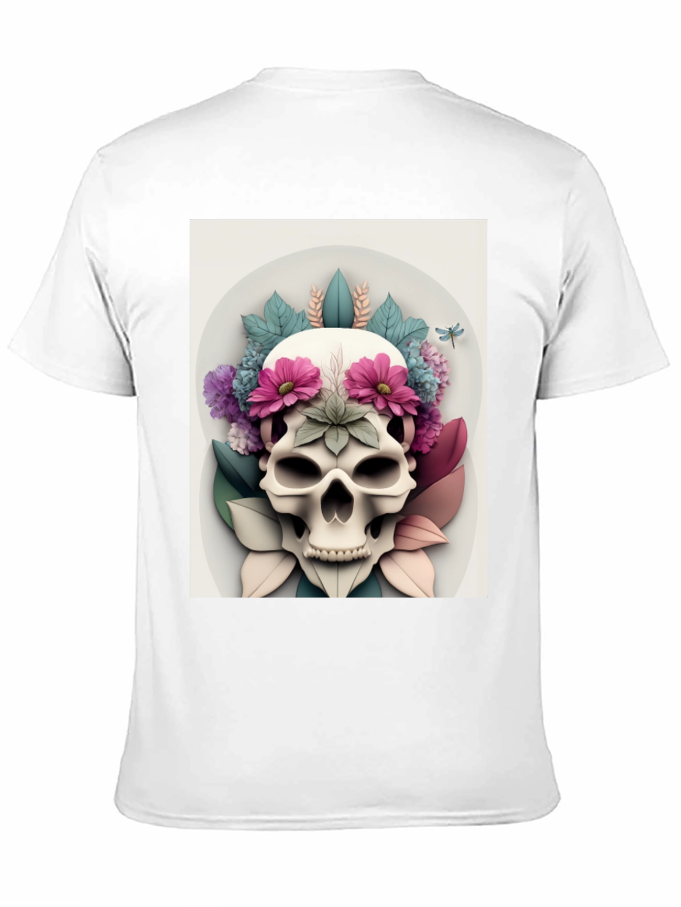 Floral Skull Graphic Tee - Mens Black T-Shirt