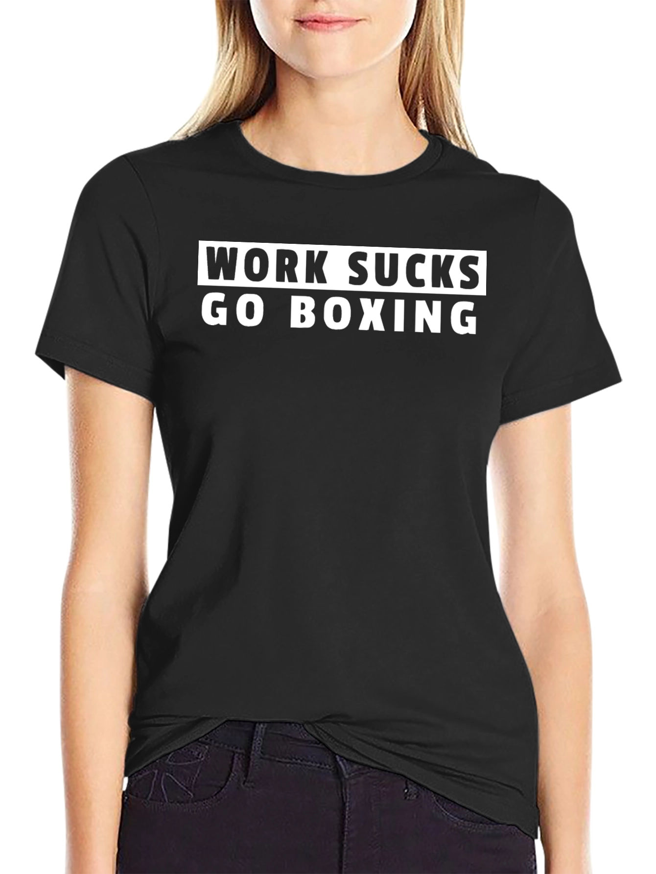 Work Sucks Go Boxing T-Shirt - Black