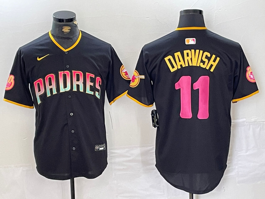 Men's San Diego Padres Yu Darvish #11 Black Replica Player Jerseys