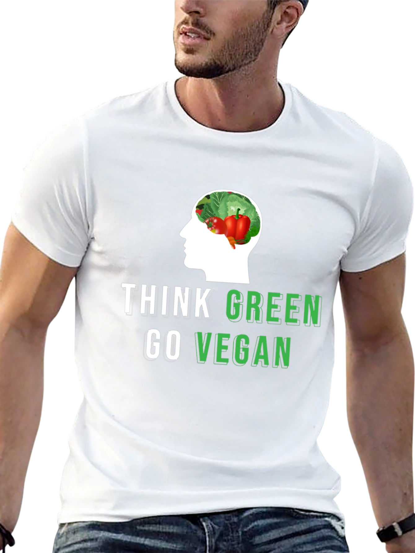 Think Green Go Vegan T-Shirt - Eco-Friendly Design