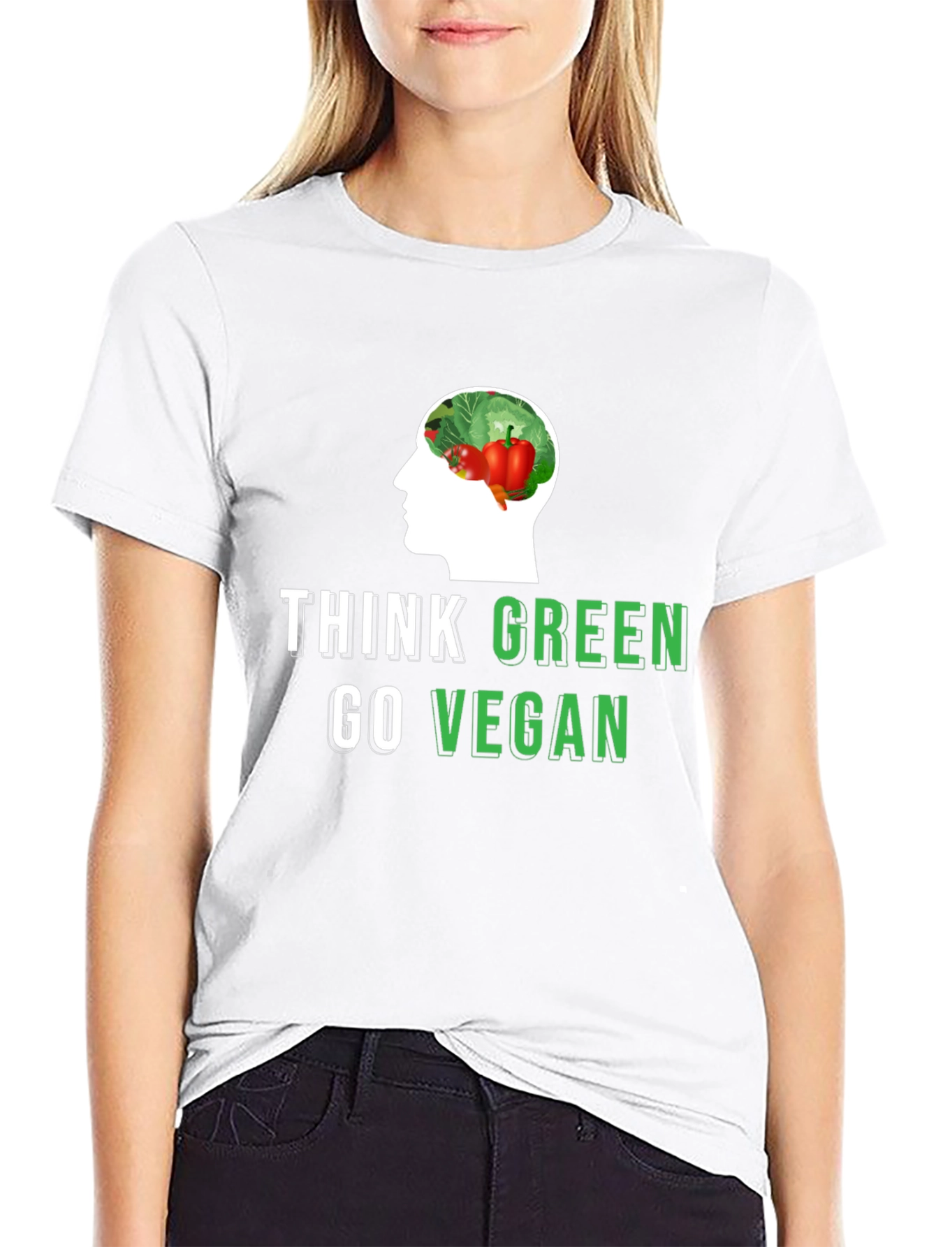 Think Green Go Vegan T-Shirt - Eco-Friendly Design
