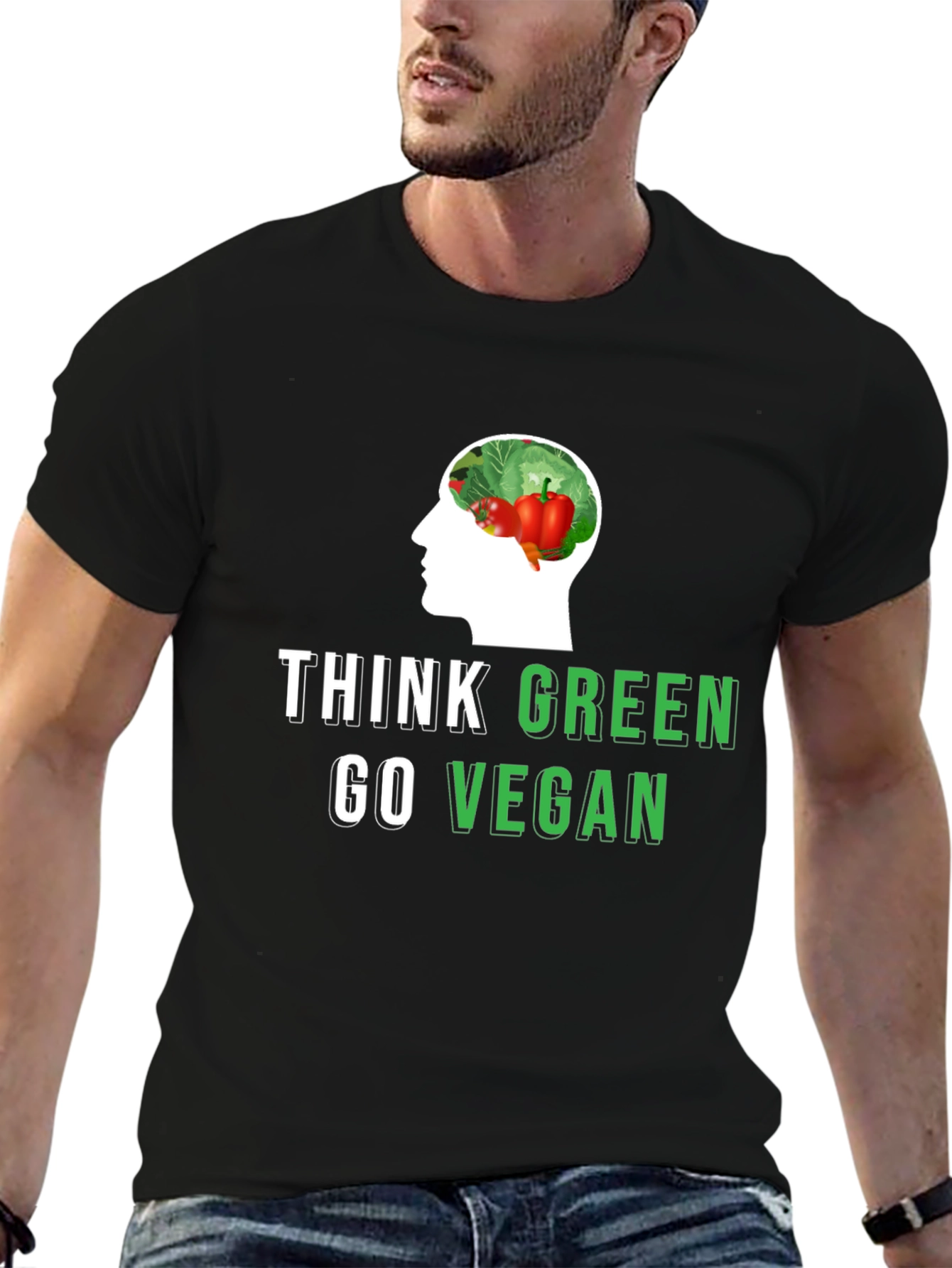 Think Green Go Vegan T-Shirt - Eco-Friendly Design