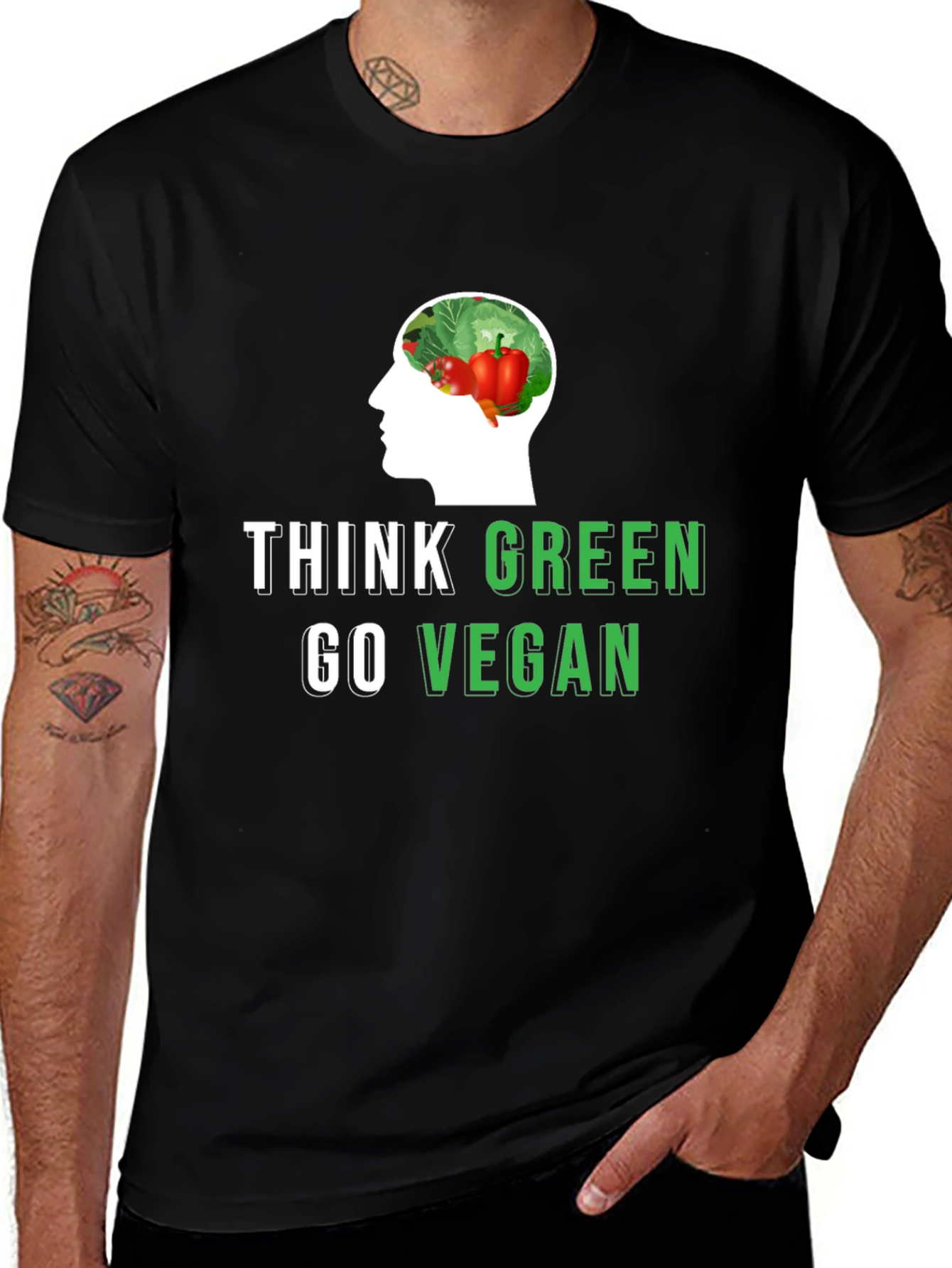 Think Green Go Vegan T-Shirt - Eco-Friendly Design