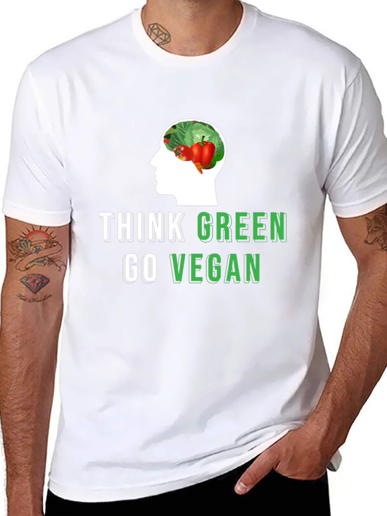 Think Green Go Vegan T-Shirt - Eco-Friendly Design