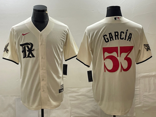 Men's Texas Rangers Adolis Garcia #53 Cream 2023 City Connect Replica Baseball Jerseys
