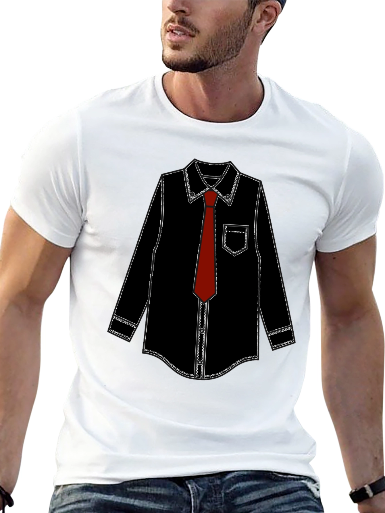 Funny Suit & Tie Graphic Tee - Black T-Shirt