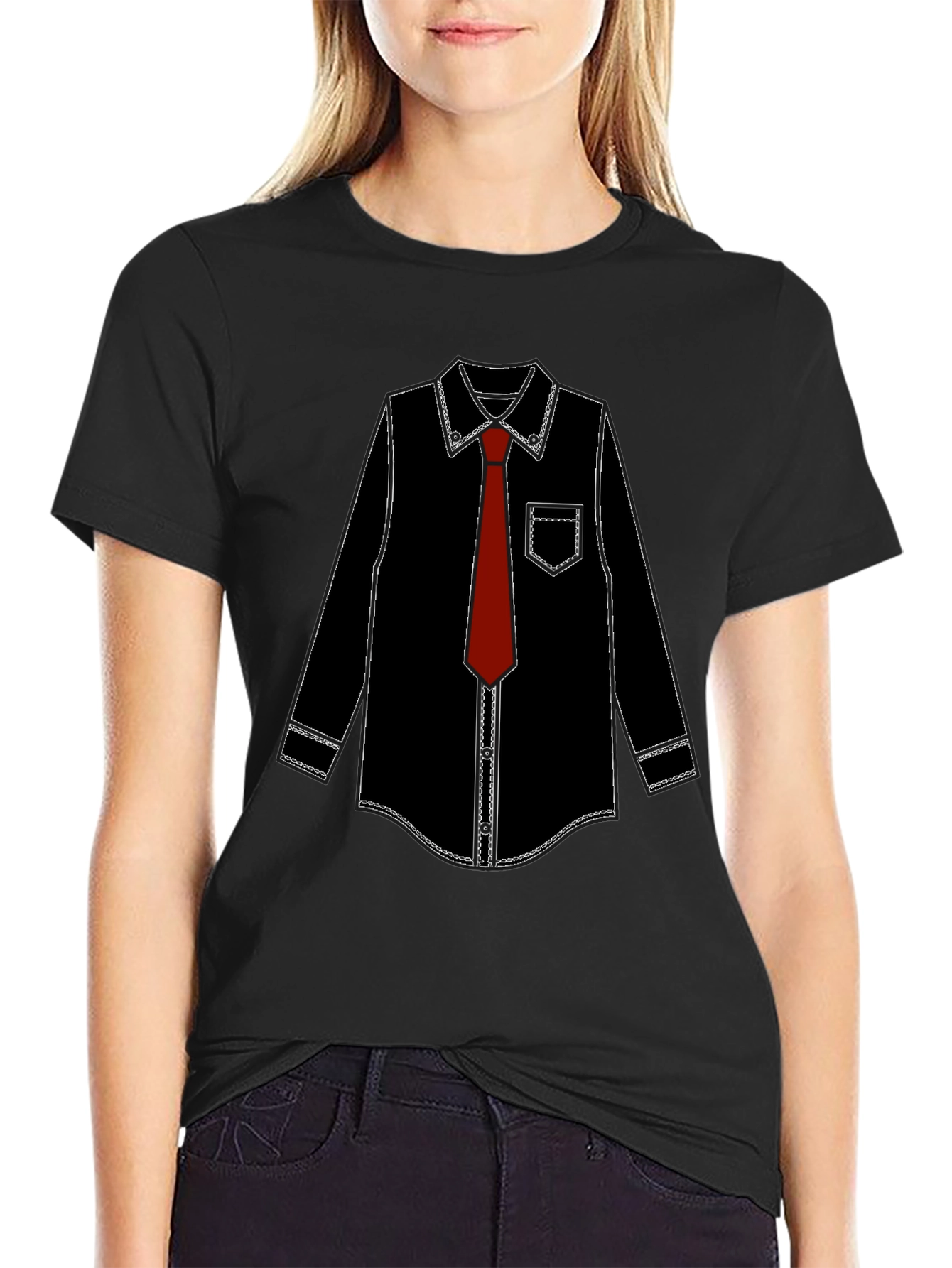 Funny Suit & Tie Graphic Tee - Black T-Shirt