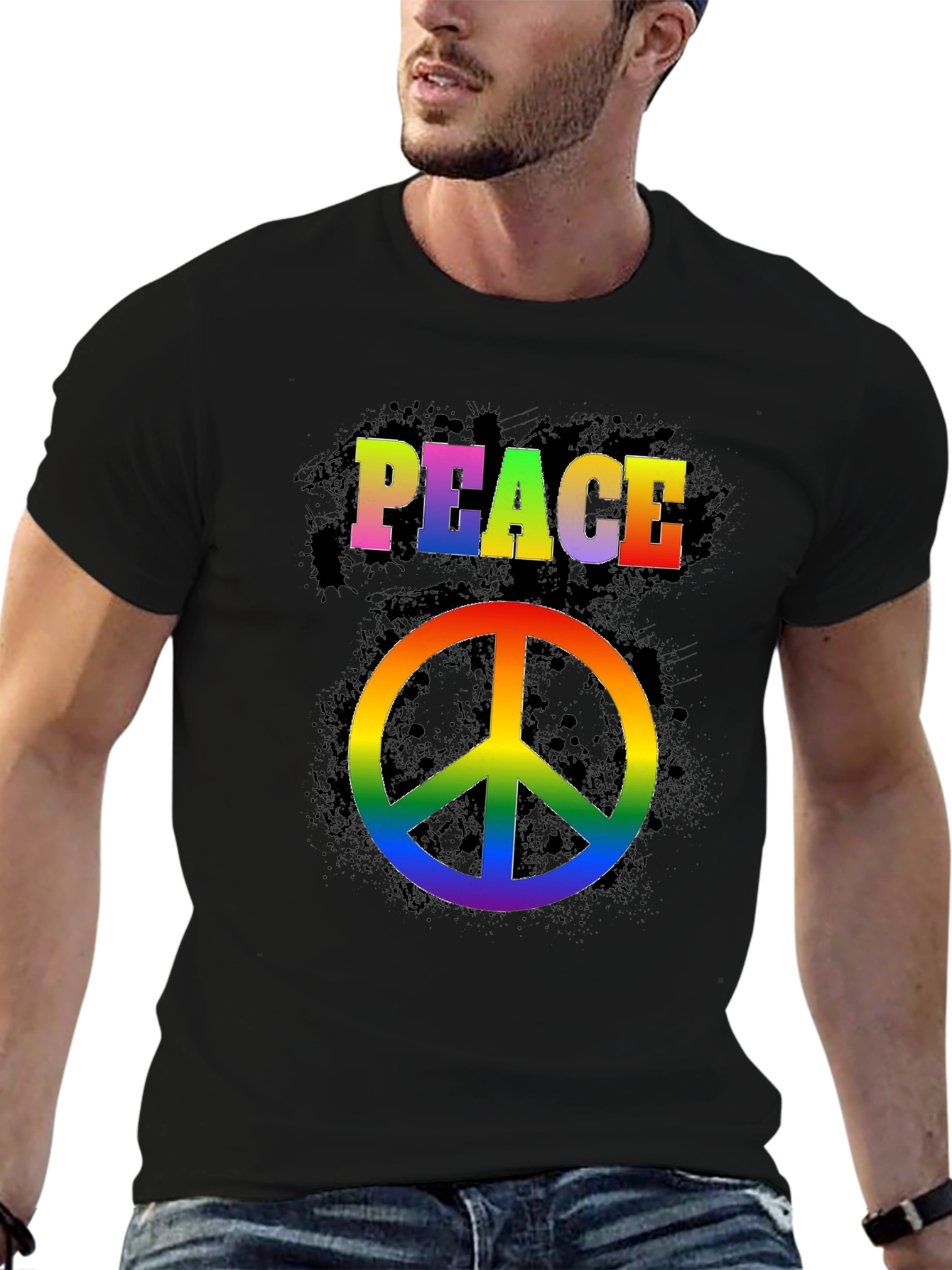 Rainbow Peace Sign T-Shirt - Retro Style