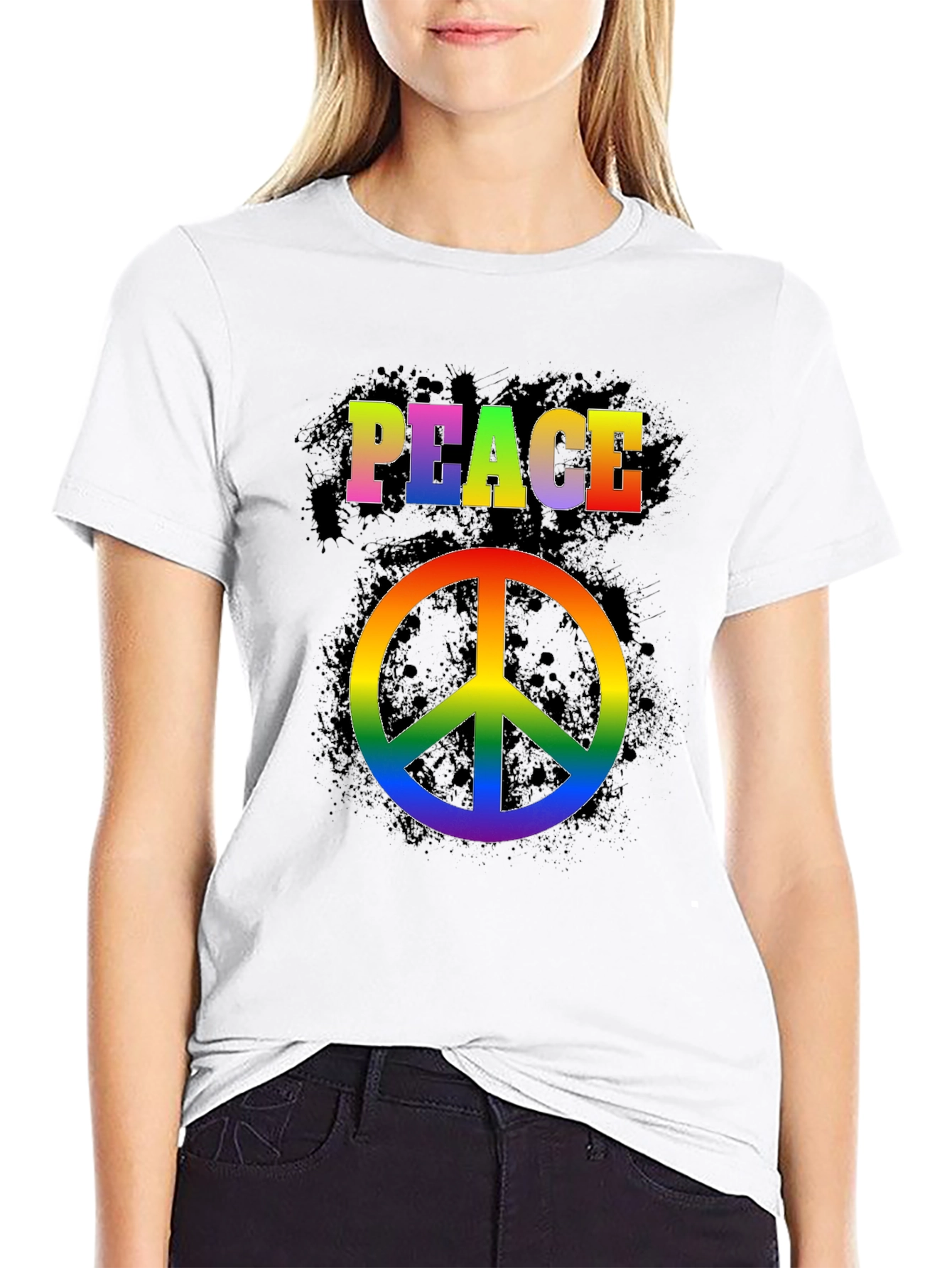Rainbow Peace Sign T-Shirt - Retro Style